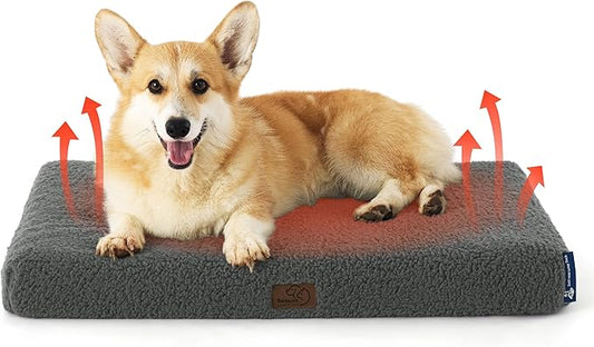 Bedsure Medium Dog Bed for Medium Dogs – Self Warming Orthopedic Dog Beds with Removable Washable Cover, Egg Crate Foam Pet Bed Mat, Ashen Grey
