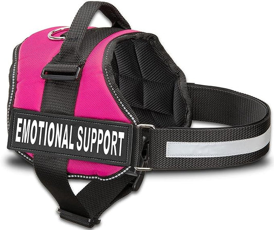 Emotional Support Dog Vest Harness with Reflective Straps, Interchangeable Patches, & Top Handle - ESA Dog Vest in 8 Sizes - Heavy Duty Emotional Support Dog Harness for Working Dogs (Pink, XS)