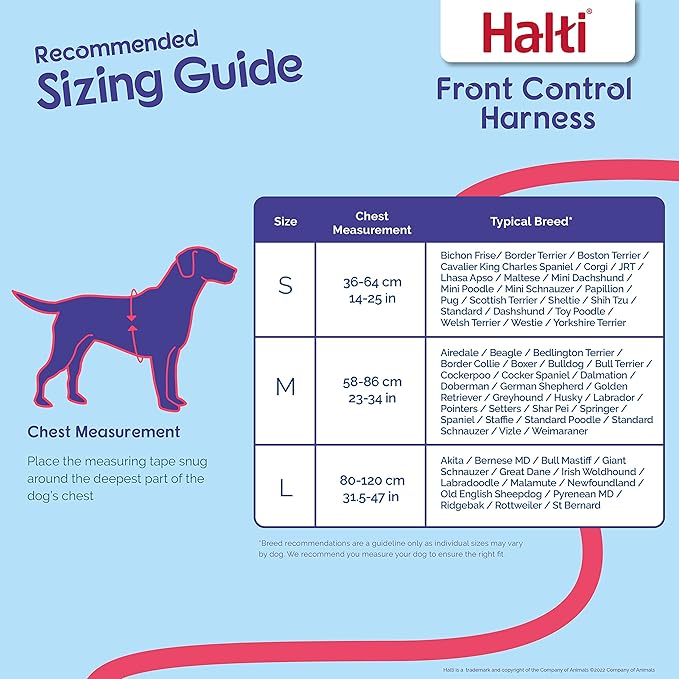 HALTI Front Control Harness Size Medium & HALTI Training Leash Size Large, Black Combination Pack - Stop Your Dog Pulling on The Leash. Adjustable, Lightweight & Easy to Use. Suitable for Medium Dogs