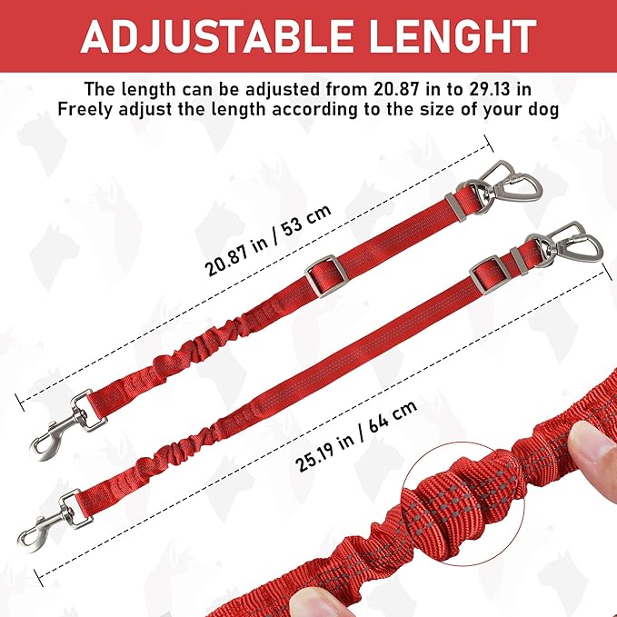 GAMUDA Dog Harness, Collar and Seat Belt Set, Vehicle Safety Harness, Retractable Adjustable Pet Seatbelts with Travel Strap and Carabiner for Most Cars (Red, XS)