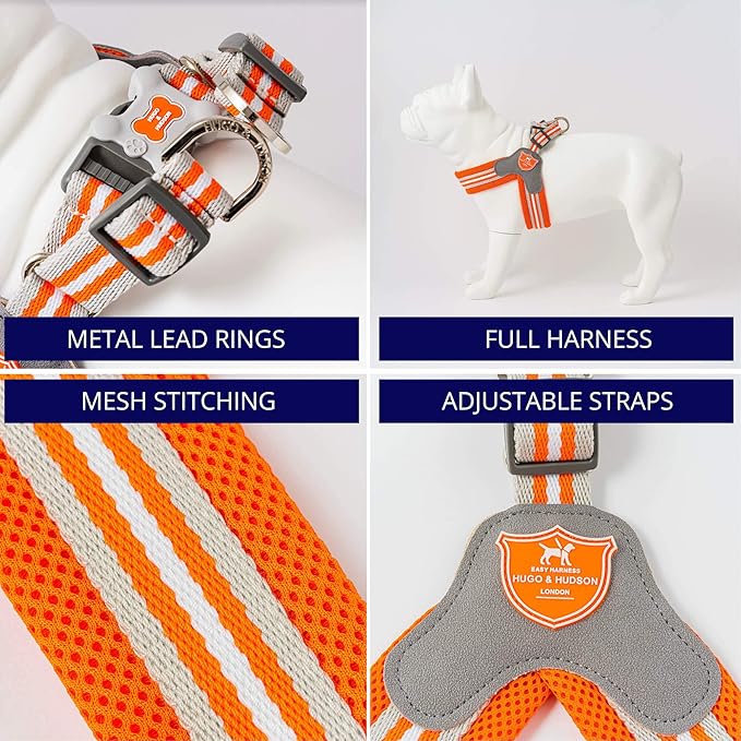 HUGO & HUDSON Easy Walk Dog Harness, Adjustable Quick Dry No-Pull Pet Harness, Orange, Size 2