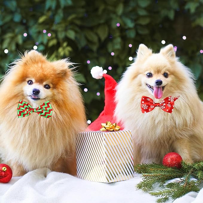Segarty Dog Bows, 10 PCS Dog Bow Ties, Adjustable Bowties Collar Bowknot, Bulk Pet Dog Grooming Neck Bow for Small Medium Girl Dogs Puppy Cats Christmas New Year Halloween Wedding Holiday Photography