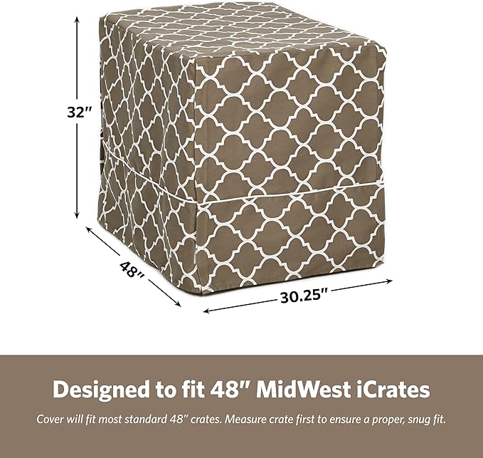 MidWest Homes for Pets Dog Crate Cover, Privacy Dog Crate Cover Fits Midwest Dog Crates, Crate Cover Only; Machine Wash & Dry; Brown Geo Print; 48 inch