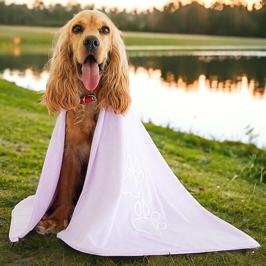Unconditional Love | Premium Pet Drying Towel | Ultra Absorbent and Soft Microfiber Towel for Dogs and Cats (Lilac)
