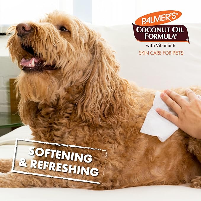 Palmer's for Pets Coconut Oil Gentle Refreshing Wipes for Puppies | Palmers Coconut Oil Puppy Wipes - 100 ct Gentle Pet Grooming Wipes for Dogs with Coconut Oil