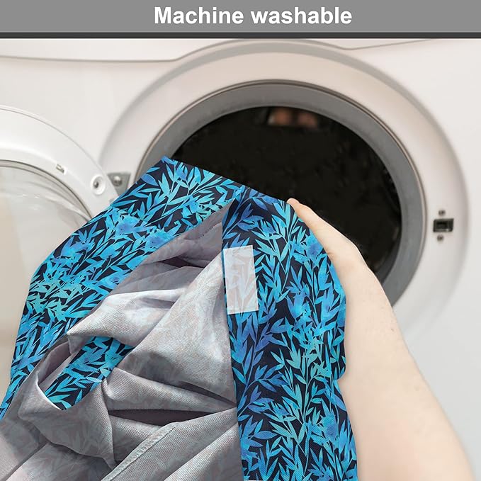 Lunarable Leaf Print Dog Crate Cover, Watercolor Hawaiian Inspired Nature Exotic Silhouettes on Dark Back, Easy to Use Pet Kennel Cover for Medium Large Dogs, 24 Inch, Violet Blue Turquoise