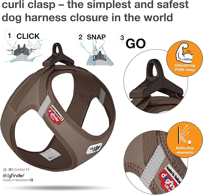 Vest Harness curli Clasp Cord Brown XS