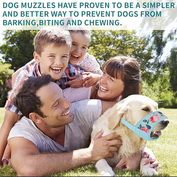 Dog Muzzle for Small Medium Large Dogs, Dog Muzzles for Biting Barking and Chewing Puppy Muzzle Nylon Soft Mesh Breathable Adjustable Loop Muzzle Anti-Dropping (Blue, Medium)