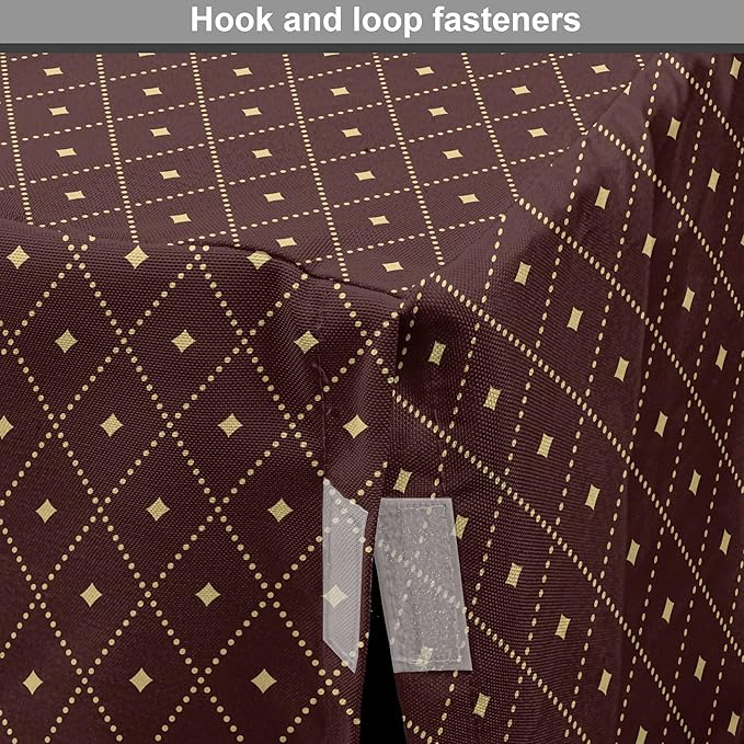 Lunarable Abstract Dog Crate Cover, Geometric Concept of Dotted Rhombus Pattern in a Traditional Style, Easy to Use Pet Kennel Cover for Cats & Medium Dogs, 30 Inch, Dark Maroon Pale Camel