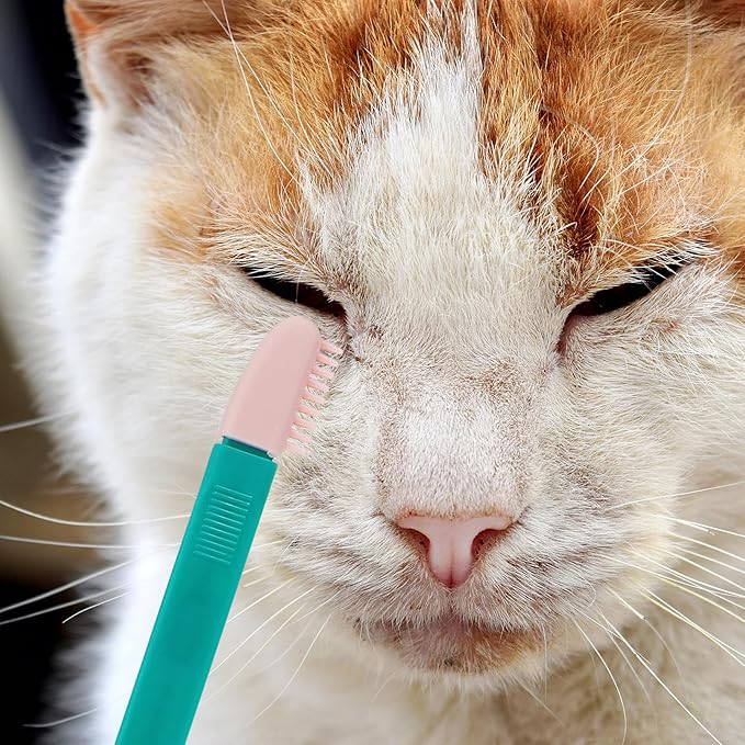 POPETPOP 2 Pcs Pet Eye Comb Tear Tool - Multifunctional Cat Eye Comb Brush, Dog Grooming Combs for Dogs Cats Removing Crust and Mucus