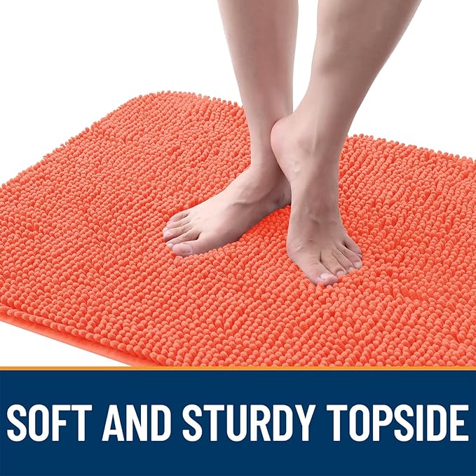 OLANLY Dog Door Mat for Muddy Paws 30x20, Absorbs Moisture and Dirt, Absorbent Non-Slip Washable Mat, Quick Dry Chenille, Mud Mat for Dogs, Entry Indoor Door Mat for Inside Floor, Coral