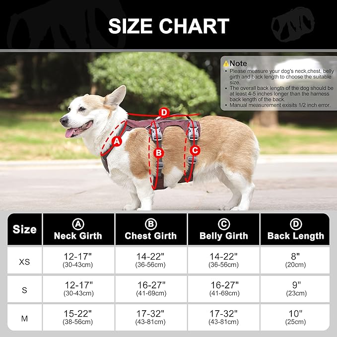 Dog Harness Medium Sized Dog Escape Proof Dog Harness with Handle, Reflective Dog Vest, Breathable Soft Full Body Pet Harness for Walking, Training (Red, M)