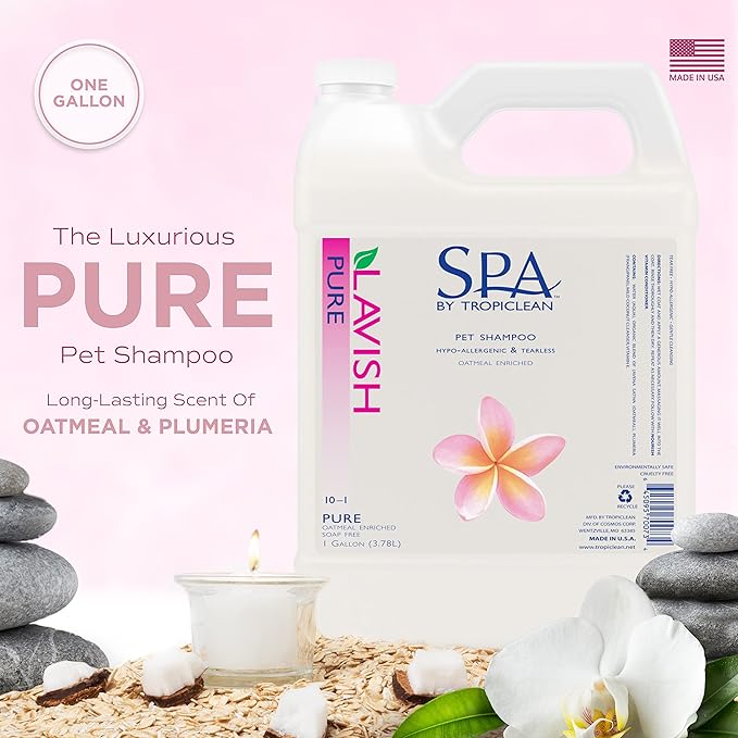 TropiClean SPA Lavish Dog Shampoo | Pure Tearless Hypoallergenic Dog Shampoo | Naturally Derived Salon Grade Ingredients | Made in the USA | 1 Gallon