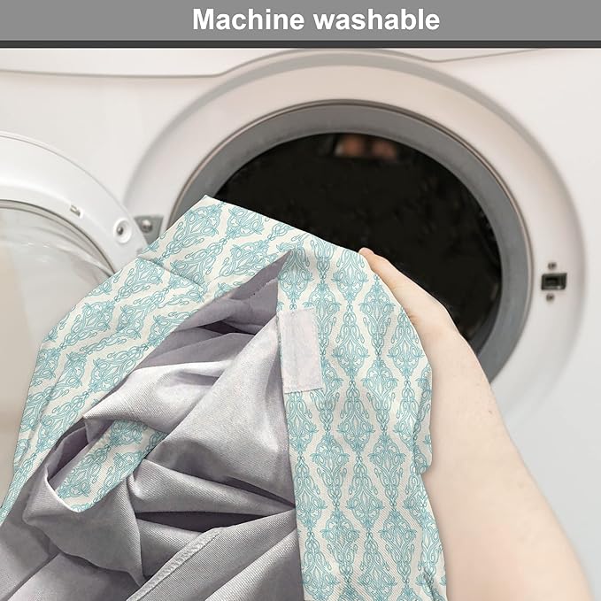 Lunarable Damask Blue Dog Crate Cover, Vintage Antique Pattern with Classic Victorian Motif, Easy to Use Pet Kennel Cover for Cats & Medium Dogs, 24 Inch, Eggshell Pale Cadet Blue