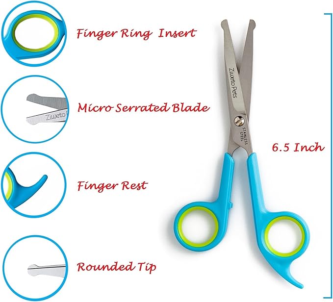 Premium Quality Grooming Scissors Set for Dog and Cats (2 Piece Set Incudes Cutting Shear and Thinning Shear 6.5 inch) with Rounded tips
