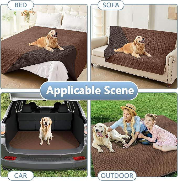 hyha Waterproof Dog Blanket, Soft Dog Bed Cover Pet Blankets, Waterproof Sofa Couch Cover for Dogs Washable, Reversible Pet Couch Covers for Sofa Furniture (82x82 Inch, Brown/Chocolate)