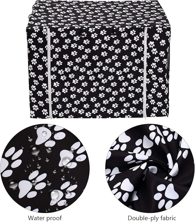 Pethiy Dog Crate Cover Durable Polyester Pet Kennel Cover Universal Fit for Wire Dog Crate - Fits Most 30 inch Dog Crates - Cover only-Black-30