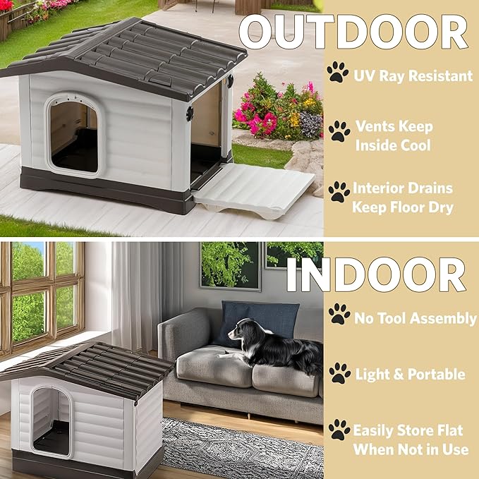 Ferplast Dog Kennel, Gray, 37.4 x 25.98 x 26.77", (87257099)