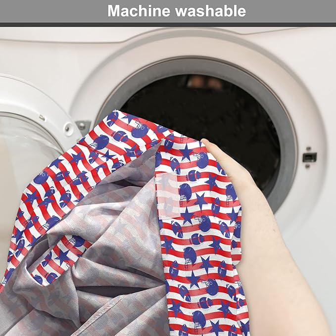 Lunarable Football Dog Crate Cover, Wavy Stripes and National Sport in American USA Inspired Colors, Easy to Use Pet Kennel Cover for Small Dogs Puppies Kittens, 18 Inch, Coral Violet Blue White