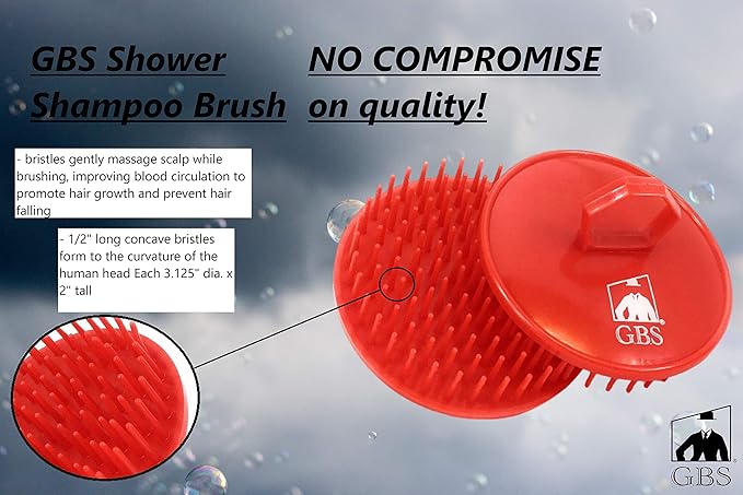G.B.S Dandruff Cleaning Hair Scalp Brush, Red, Pack of 2