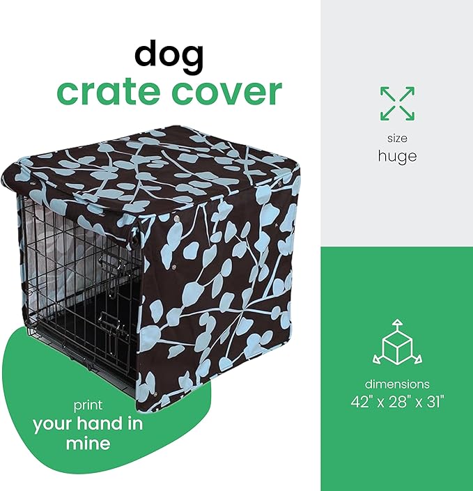 Your Hand in Mine 42-inch Dog Crate Cover, Extra Large Kennel Cover Measures 42” x 28” x 31”, Two Panel Doors Roll Up, Made from Machine-Washable 100% Cotton that is Durable, Breathable & Pre-shrunk