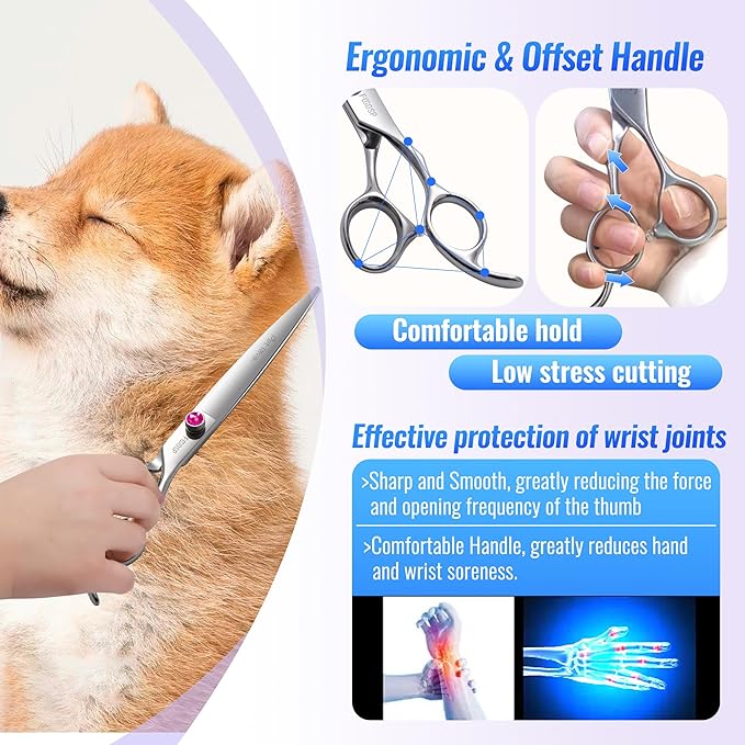 Straight Dog Grooming Scissors 7.0'' Professional Dog Hair Shears Pet Cat Japan 440C Grooming Scissors for Small Dogs Super Sharp (7.0'',Straight)