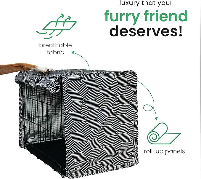 Molly Mutt Rough Gem Dog Crate Cover, 100% Cotton Canvas Cover with 2 Roll-Up Panels, Ideal for Dog or Cat Crate, Durable, Washable, and Free of Harmful Chemicals, 30" x 21" x 24"