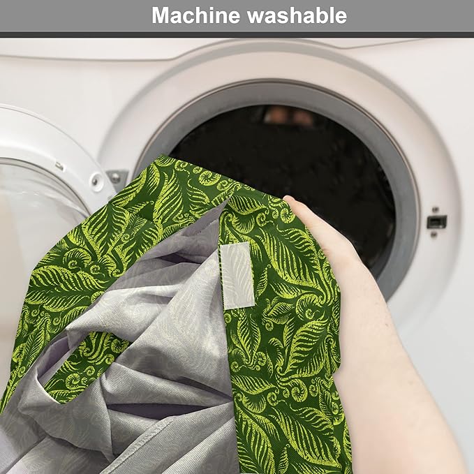 Lunarable Hunter Green Dog Crate Cover, Baroque Style Damask Floral Pattern with Leaves Swirled Branches Retro Design, Easy to Use Pet Kennel Cover for Cats & Medium Dogs, 24 Inch, Lime Green