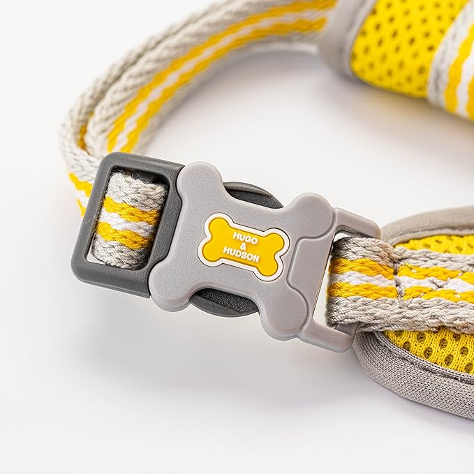 HUGO & HUDSON Dog Harness No-Pull Pet Harness Adjustable Quick Dry Mesh Padded Vest, Yellow, L