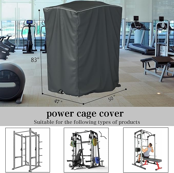 Power Cage Cover,Strength Training Power Cage Covers,84" H x 47" L x 69" W-Squat Rack Cage Accessories Outdoor And indoor Universal Dust and Waterproof Four-Season Protective Cover-Black