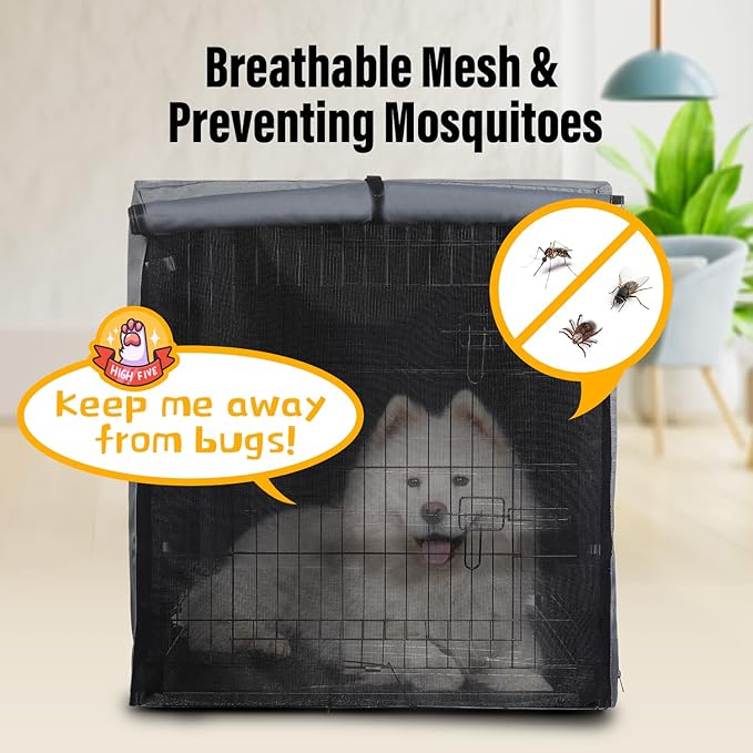 PINGKO Durable Dog Crate Cover-Water Resistant Breathing Lightweight 600D Polyester Fits for 36 42 48 Inches Wire Pet Kennel Covers (42 Inch)