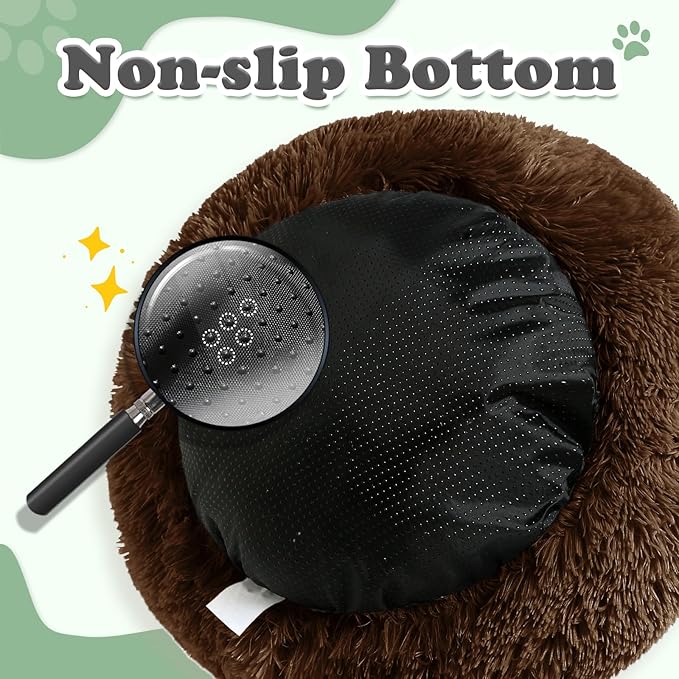 JOLLYVOGUE Dog Beds, Calming Small Dog Bed, Anti-Anxiety Dog Bed for Small Dogs, Fluffy Donut Dog Bed, Cozy Dog Cat Cushion Bed for Small Medium Dogs (24")