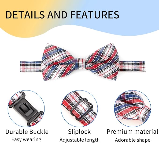 Segarty Dog Bow Tie, 6 PCS Bowties Dog Collar Bulk Holiday Cat Collar Grooming Bows for Pet Festival Party Puppy Photography Neck Wear Gift, Cute and Plaid Patterned