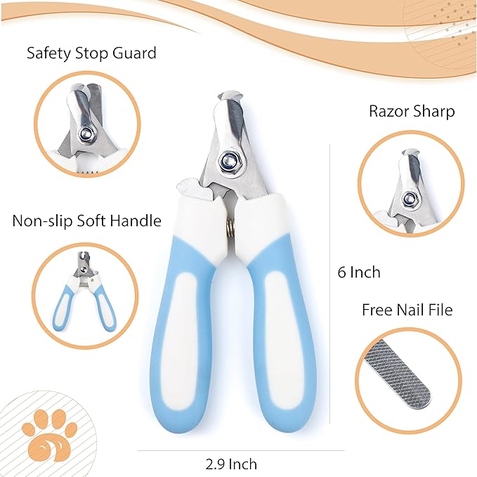 Pet Nail Clippers and Trimmers Feature a Safety Guard for Safe Professional Grooming - Heavy-Duty Design with Nail Files, Ideal for Dogs and Cats - Razor-Sharp for Precise Trimming