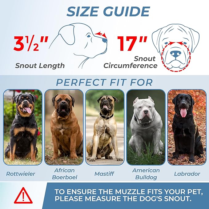 Extra Large Dog Muzzle for Rottweiler – XL Heavy Duty Rottweiler Muzzle – Metal Large Dog Muzzle for Barking and Biting for Rottweiler, Cane Corso, Mastiff and Other Large Breeds