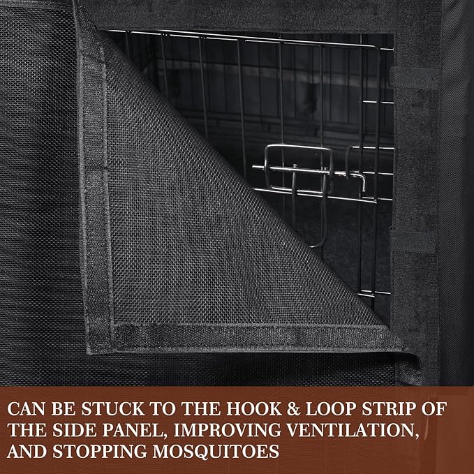 Yotache Dog Crate Cover for 36" Medium Double Door Cage (Cage not Include), Sturdy 600D Polyester Waterproof Pet Kennel Cover with Reflective Strip