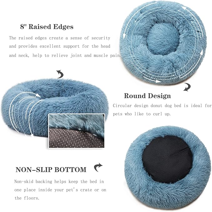 Puppy Beds for Small Dogs Washble 19 Inches Extra Small Anti-Anxiety for Calming Dog Doggie Bed Luxury Machine Washble Anti-Slip Waterproof Mute Bese Round Dog Bed.