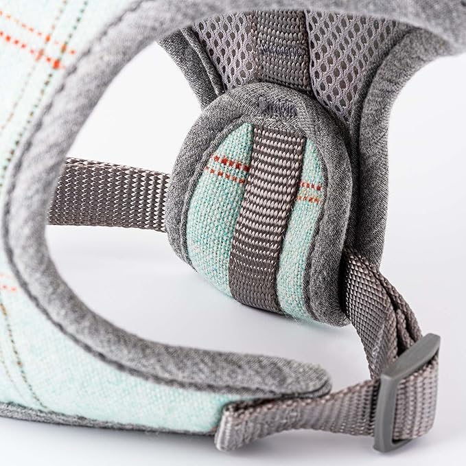 HUGO & HUDSON Dog Harness, No-Pull Anti Choke Tweed Harness Vest, Aqua Checkered, XS