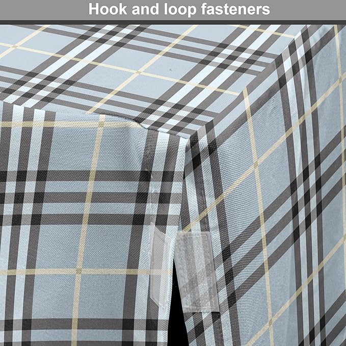 Lunarable Plaid Dog Crate Cover, Traditional Vintage Pattern with Modern Look Checkered Pastel Colored, Easy to Use Pet Kennel Cover for Cats & Medium Dogs, 24 Inch, Pale Blue Dimgray Cream