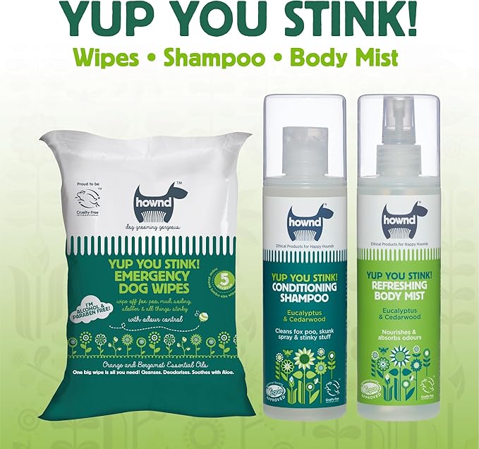 Hownd Yup You Stink Odor Deodorizing & Deep Clean 2-in-1 Dog Shampoo and Conditioner - Hypoallergenic, Vegan, pH-Balanced, Odor Control for Smelly, Itchy Dogs - Cedarwood and Eucalyptus