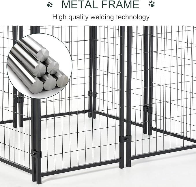 PawHut 8' x 4' x 6' Dog Kennel Outside, Dog Playpen Exercise Pen with Lockable Door, Water-Resistant Canopy, for Medium and Large Puppies