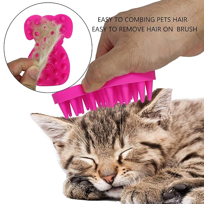 KIRTI Groom Brush,Massag Brush for Dogs, Cats, Small Animals and Pets with Short Hair Grooming Bathing Massaging and Deshedding Silicone Brush,Soft Rubber Bristles Pink