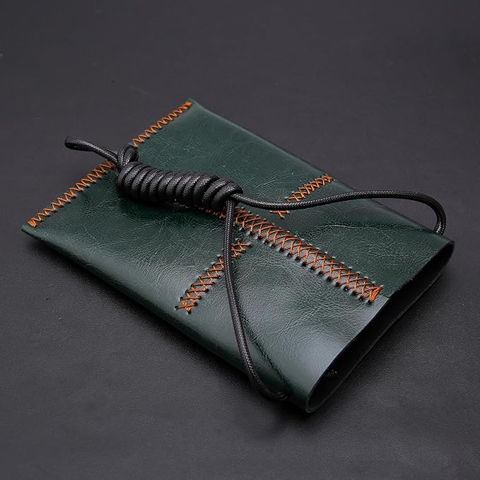 Dog Grooming Scissors Storage Bag: Hand-stitched, Show-quality Head Layer Calf Leather, Holds 5 Pairs of Dog Grooming Scissors Green