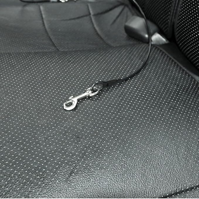 Dog Car Seat Belt, Stainless Steel Cable Chew Proof Pet Car Seat Belt Safety Restraint Tether Puppy Vehicle Seat Belt Double Clip Chew Proof Dog Car Leash Lead(16 inch)