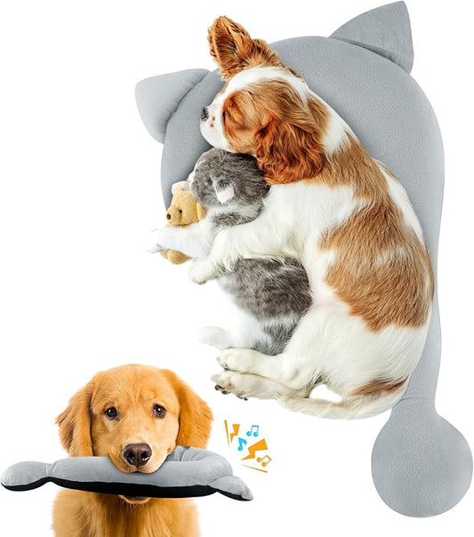 HOMBYS Chewproof Dog Claming Pillow, Indestructible Curl Up Question Mark Pillow for Dogs, Washable Dog Bed Pillow Cozy Dog Body Pillow, M (23.4"x13.2")