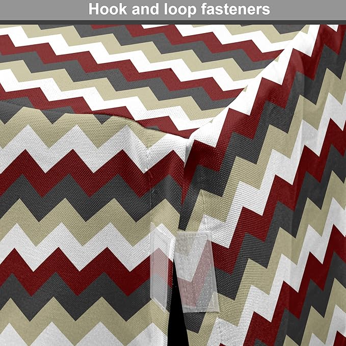 Lunarable Chevron Dog Crate Cover, Chevron Pattern with Vivid Color Scheme Stripes Design Modern Geometric, Easy to Use Pet Kennel Cover for Medium Large Dogs, 42 Inch, Burgundy Grey Eggshell