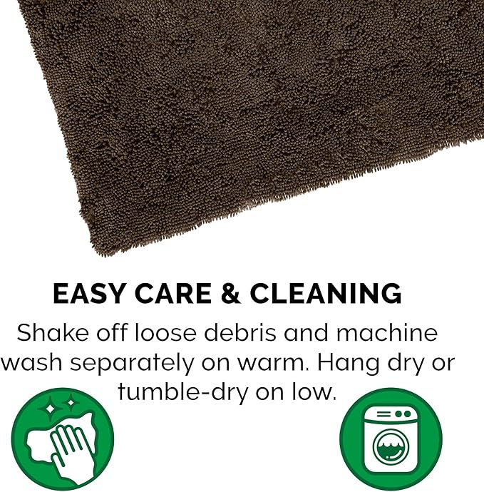 Furhaven 60" x 48" Highly Absorbent Dog Door Mat for Muddy Paws, 100% Washable, Perfect for Entryway, Kitchen, & Bathroom Use - Chenille Shammy Rug - Mud (Brown), Jumbo Plus/XXXL