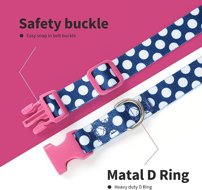 Mile High Life Dog Collar | Cute Puppy Collars | Lightweight Girl Dog Collar | Soft Boy Dog Collars | w Geometric Plaid Wave Line Pattern (Blue/White, Small)