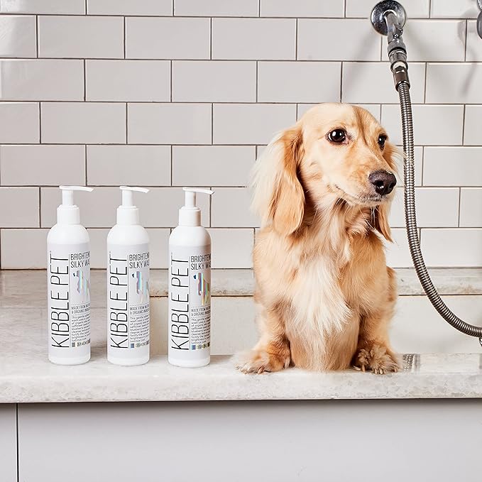 Kibble Pet Brightening Silky Wash Dog Shampoo, Natural & Organic Pet Hair Grooming Treatment, Cleanses & Restores Coat, Freshens Scent, Sulfate-Free, Made in The USA, 10 Oz