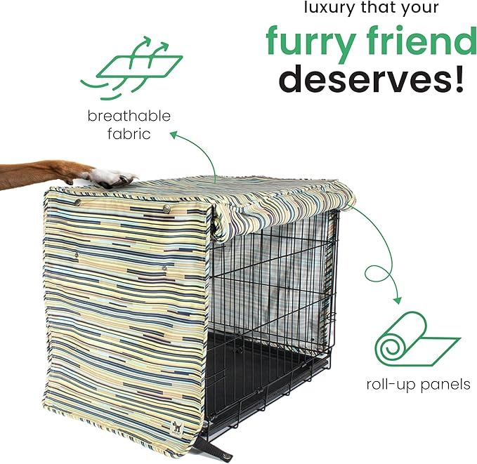 Molly Mutt I Don't Like Mondays Dog Crate Cover, 100% Cotton Canvas Cover with 2 Roll-Up Panels, Ideal for Dog or Cat Crate, Durable, Washable, and Free of Harmful Chemicals, 24" x 18" x 21"